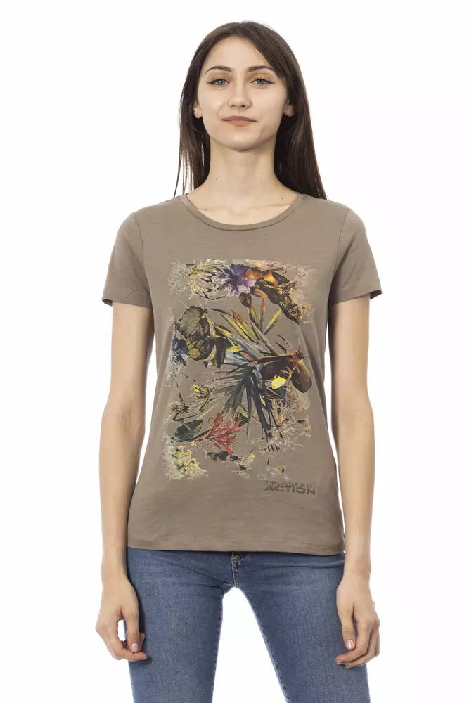 Trussardi Action Brown Cotton Women T-Shirt $131.00 Trussardi Action Luzworld