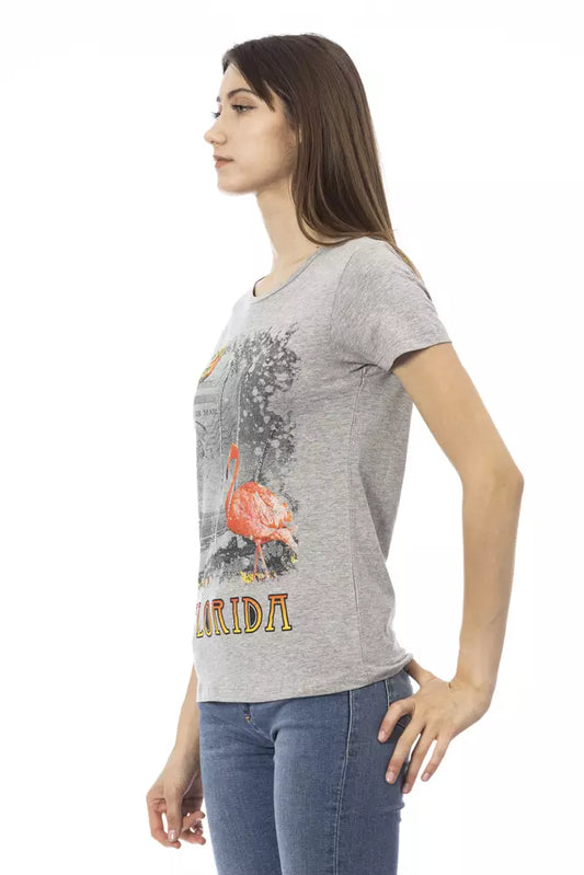 Trussardi Action Gray Cotton Women T-Shirt $131.00 Trussardi Action Luzworld