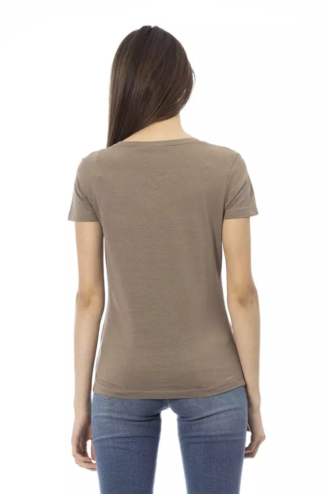Trussardi Action Brown Cotton Women T-Shirt $131.00 Trussardi Action Luzworld