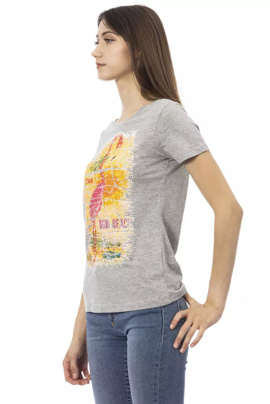 Trussardi Action Gray Cotton Women T-Shirt $131.00 Trussardi Action Luzworld