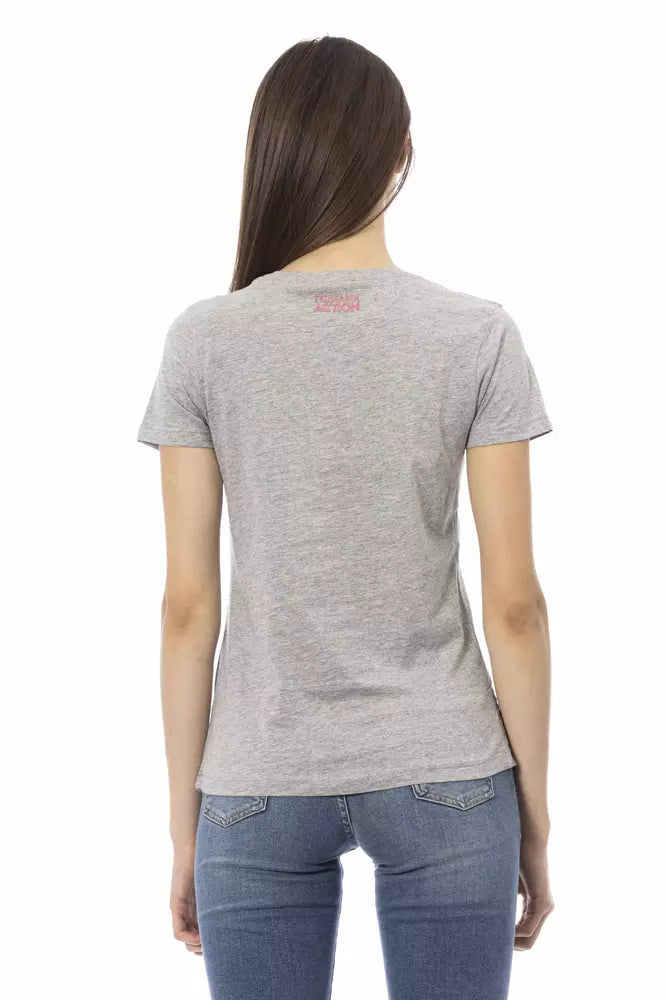 Trussardi Action Gray Cotton Women T-Shirt $131.00 Trussardi Action Luzworld