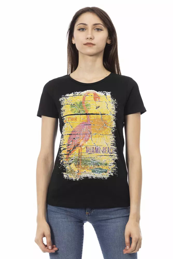 Trussardi Action Black Cotton Women T-Shirt $131.00 Trussardi Action Luzworld