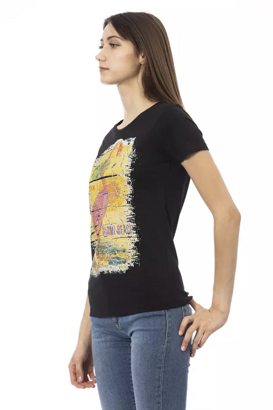 Trussardi Action Black Cotton Women T-Shirt $131.00 Trussardi Action Luzworld