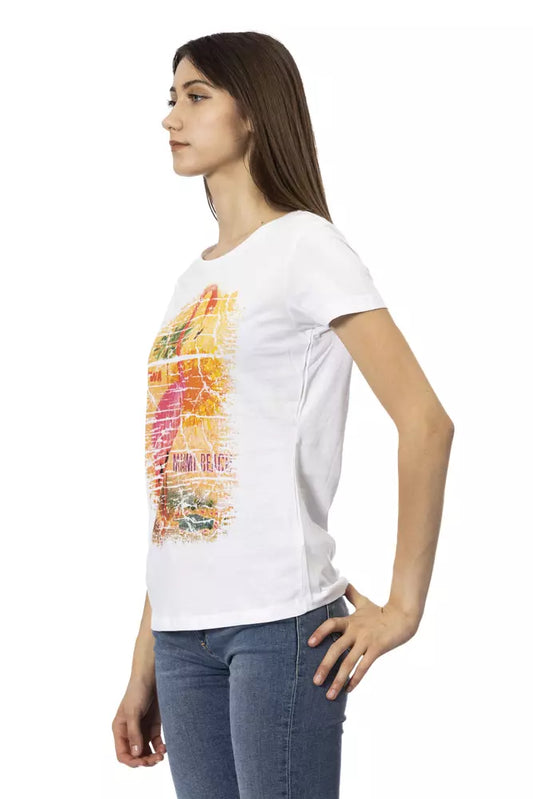 Trussardi Action Chic White Tee with Graphic Flair $131.00 Trussardi Action Luzworld