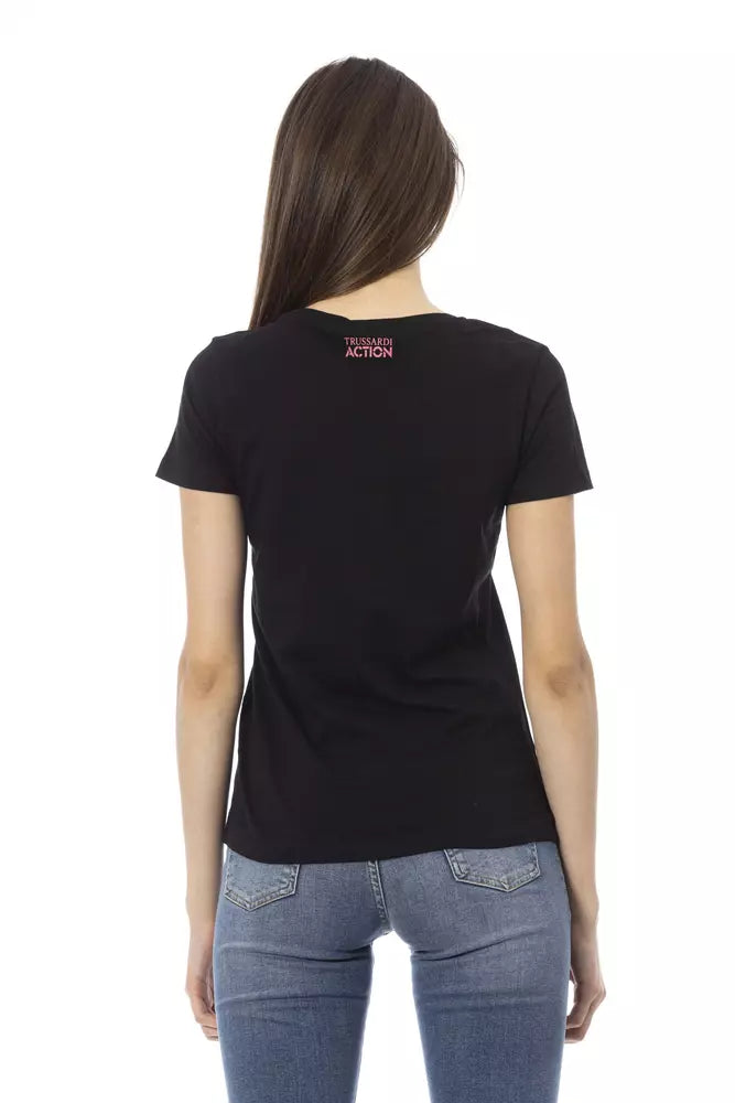 Trussardi Action Black Cotton Women T-Shirt $131.00 Trussardi Action Luzworld