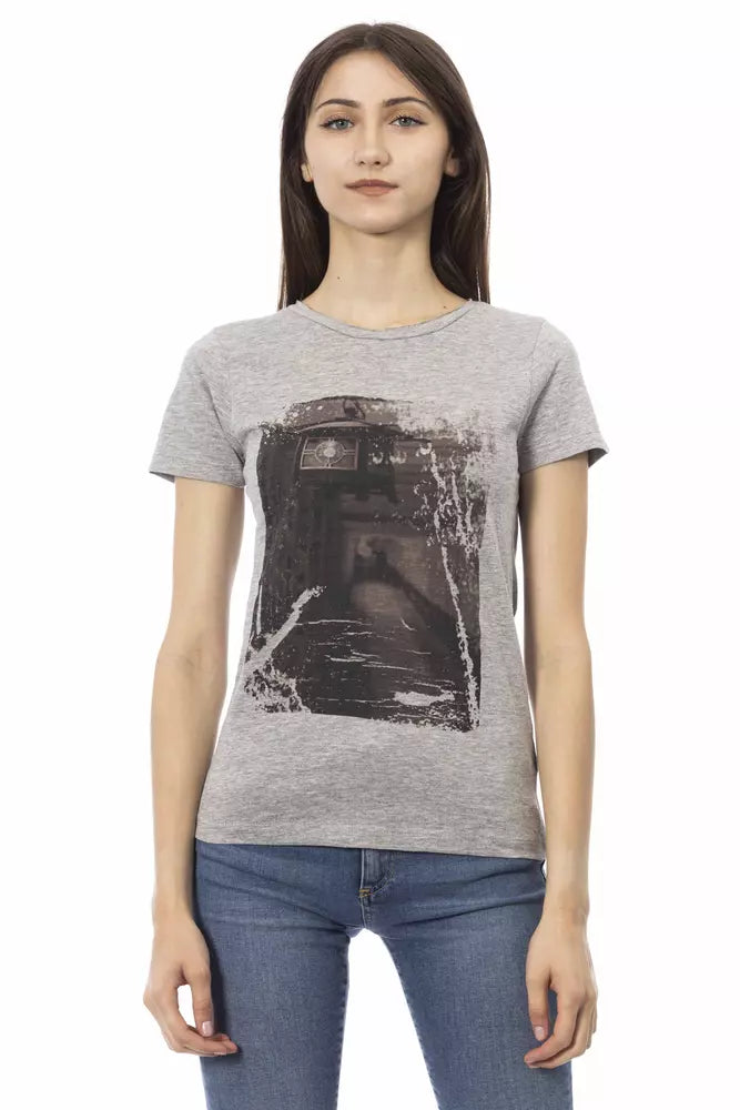 Trussardi Action Gray Cotton Women T-Shirt $131.00 Trussardi Action Luzworld