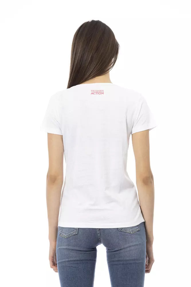 Trussardi Action Chic White Tee with Graphic Flair $131.00 Trussardi Action Luzworld