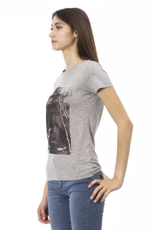 Trussardi Action Gray Cotton Women T-Shirt $131.00 Trussardi Action Luzworld