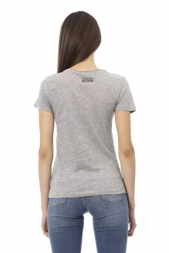 Trussardi Action Gray Cotton Women T-Shirt $131.00 Trussardi Action Luzworld