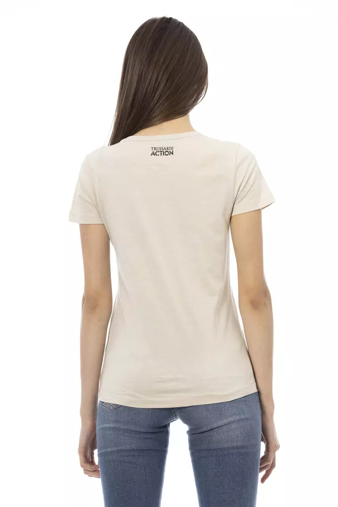 Trussardi Action Beige Cotton Women T-Shirt $131.00 Trussardi Action Luzworld