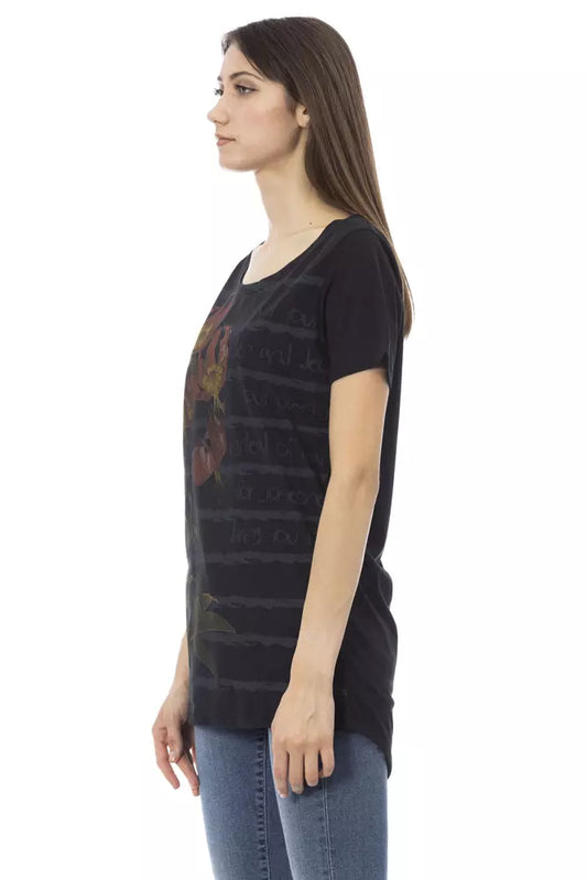 Trussardi Action Black Cotton Women T-Shirt $130.00 Trussardi Action Luzworld