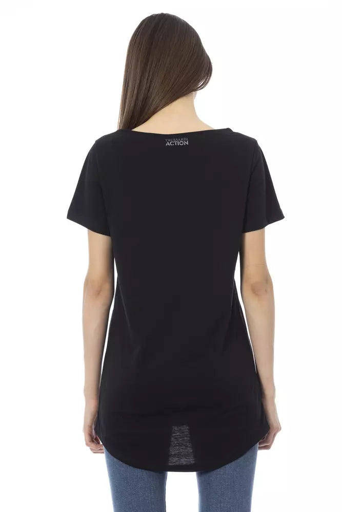 Trussardi Action Black Cotton Women T-Shirt $130.00 Trussardi Action Luzworld