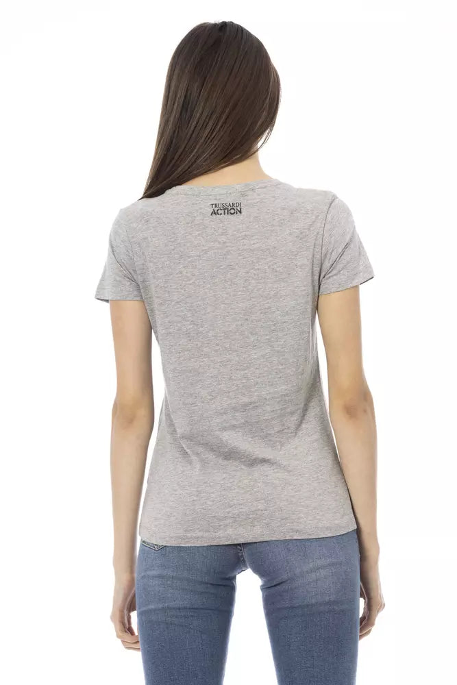 Trussardi Action Gray Cotton Women T-Shirt $131.00 Trussardi Action Luzworld