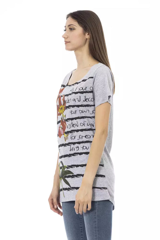 Trussardi Action Gray Cotton Women T-Shirt $131.00 Trussardi Action Luzworld