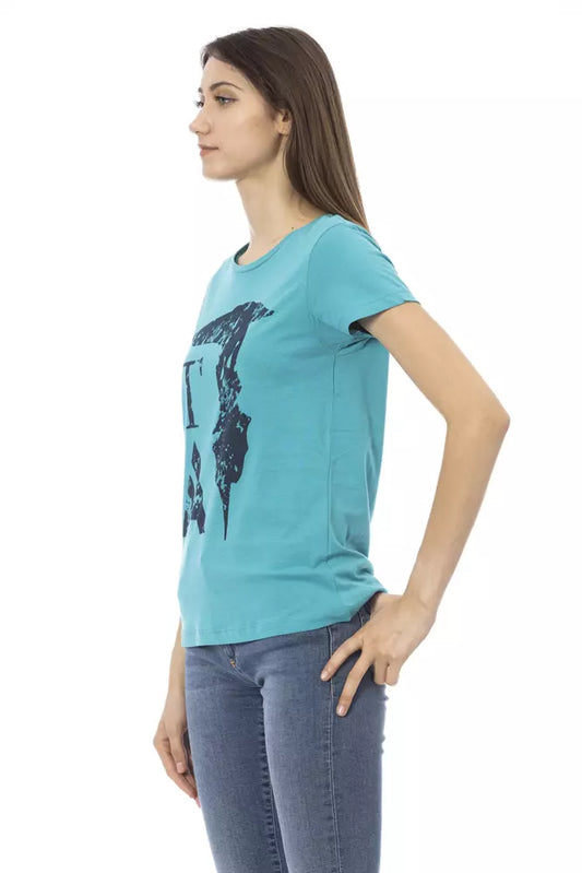 Trussardi Action Light Blue Cotton Women T-Shirt $131.00 Trussardi Action Luzworld