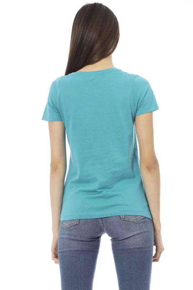 Trussardi Action Light Blue Cotton Women T-Shirt $131.00 Trussardi Action Luzworld