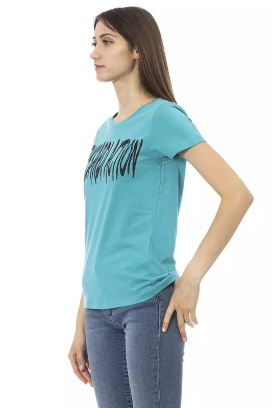 Trussardi Action Light Blue Cotton Women T-Shirt $131.00 Trussardi Action Luzworld