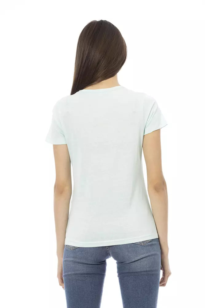 Trussardi Action Light Blue Cotton Women T-Shirt $131.00 Trussardi Action Luzworld