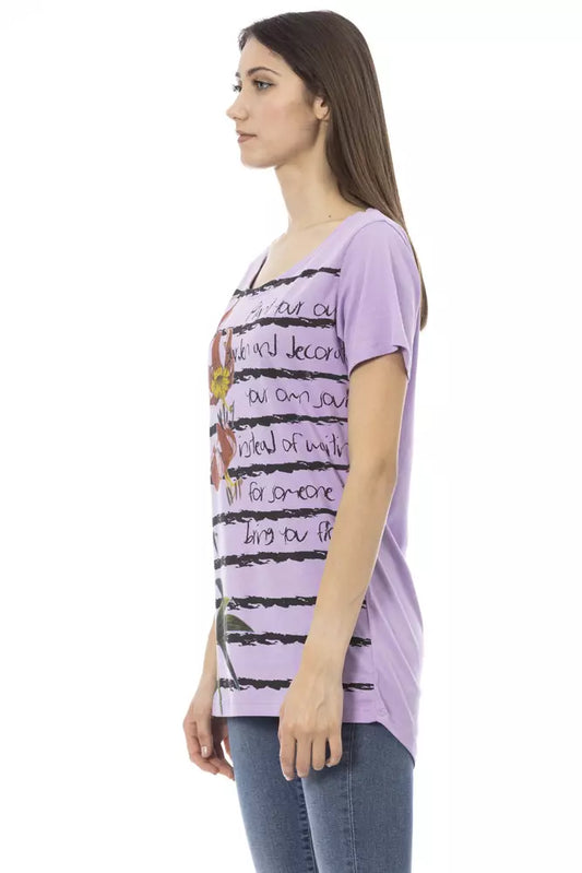 Trussardi Action Purple Cotton Women T-Shirt $130.00 Trussardi Action Luzworld