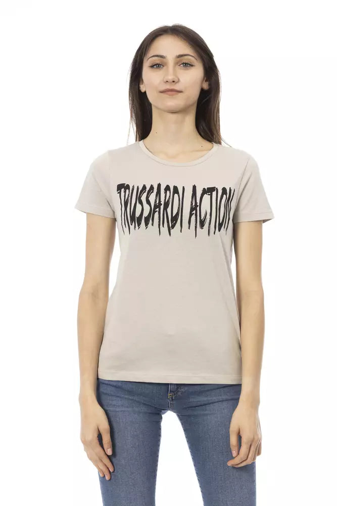 Trussardi Action Beige Cotton Women T-Shirt $131.00 Trussardi Action Luzworld