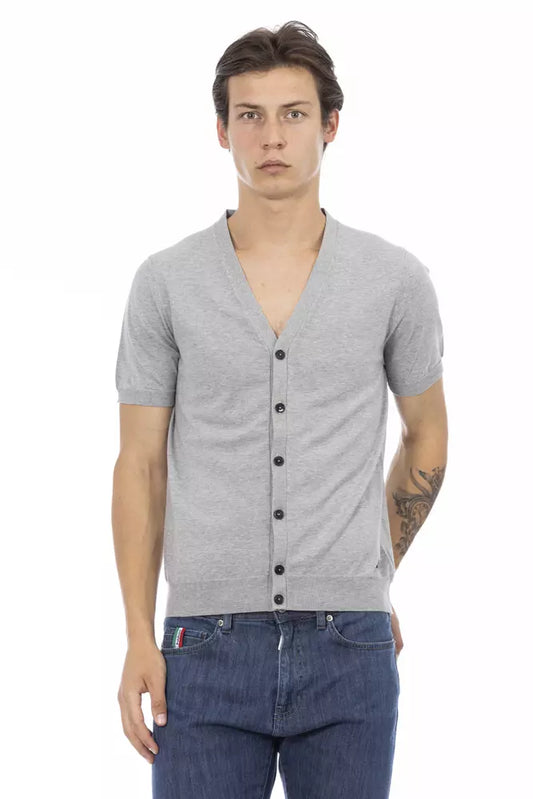Baldinini Trend Gray Cotton Men Sweater $483.00 Baldinini Trend Luzworld