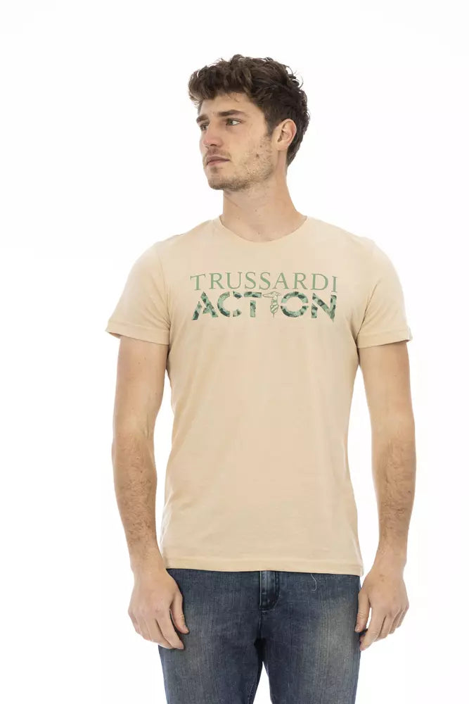 Trussardi Action Beige Cotton Men T-Shirt $130.00 Trussardi Action Luzworld