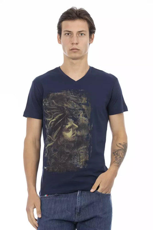 Trussardi Action Blue Cotton Men T-Shirt $130.00 Trussardi Action Luzworld