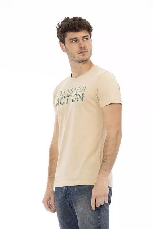 Trussardi Action Beige Cotton Men T-Shirt $130.00 Trussardi Action Luzworld