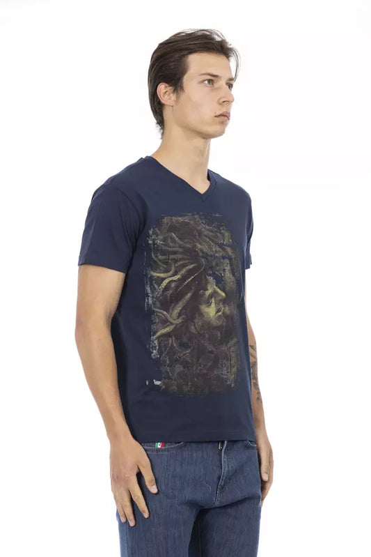 Trussardi Action Blue Cotton Men T-Shirt $130.00 Trussardi Action Luzworld