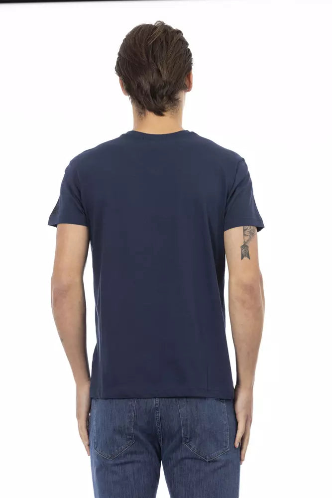 Trussardi Action Blue Cotton Men T-Shirt $130.00 Trussardi Action Luzworld