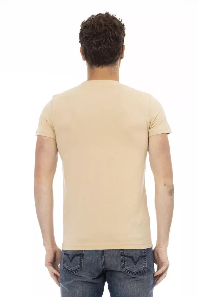 Trussardi Action Beige Cotton Men T-Shirt $130.00 Trussardi Action Luzworld