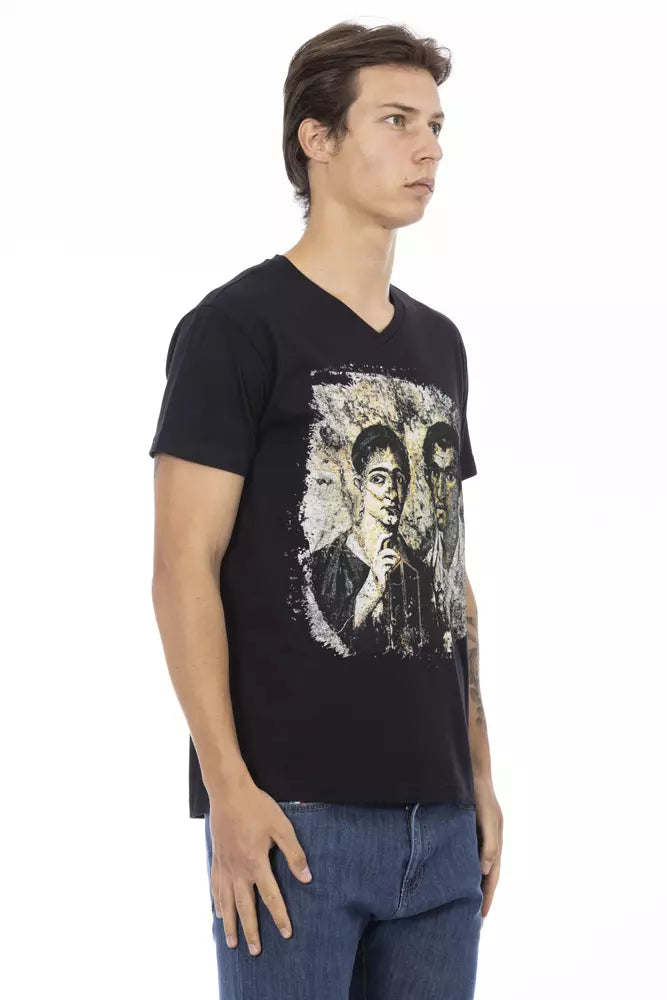 Trussardi Action Black Cotton Men T-Shirt $130.00 Trussardi Action Luzworld