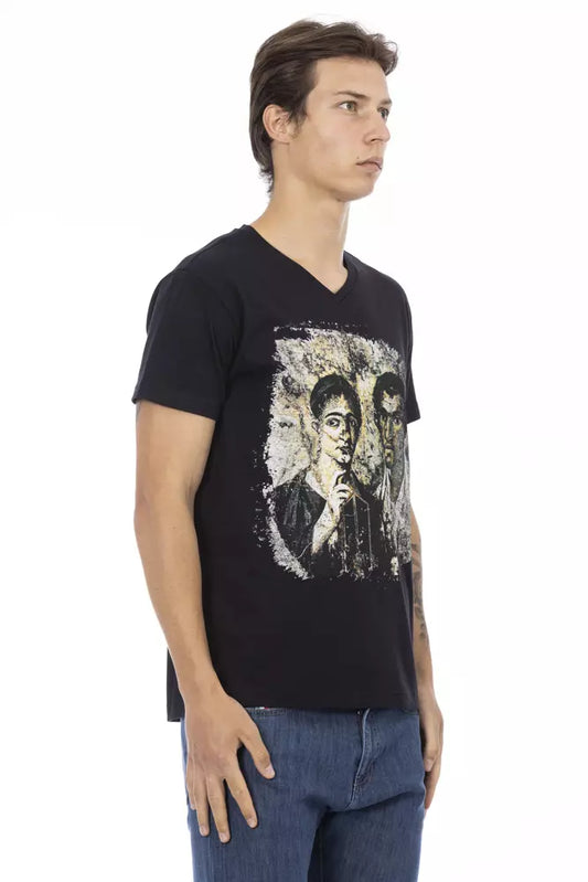 Trussardi Action Black Cotton Men T-Shirt $130.00 Trussardi Action Luzworld