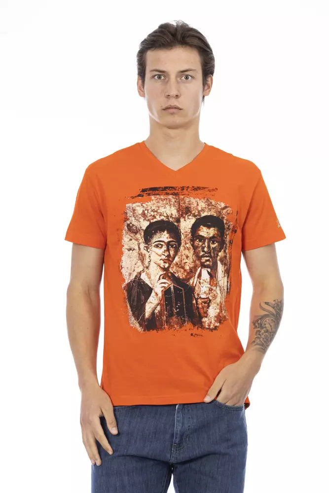 Trussardi Action Orange Cotton Men T-Shirt $130.00 Trussardi Action Luzworld