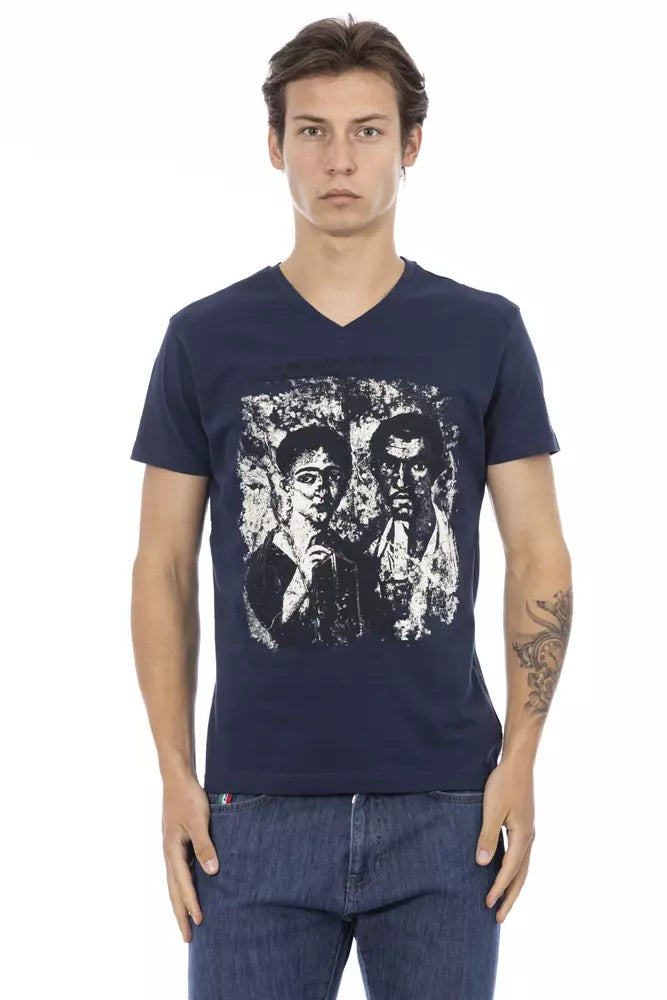 Trussardi Action Blue Cotton Men T-Shirt $130.00 Trussardi Action Luzworld