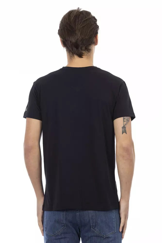 Trussardi Action Black Cotton Men T-Shirt $130.00 Trussardi Action Luzworld