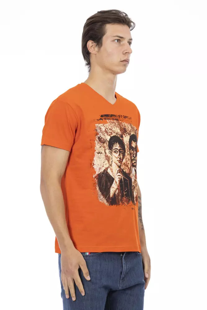 Trussardi Action Orange Cotton Men T-Shirt $130.00 Trussardi Action Luzworld
