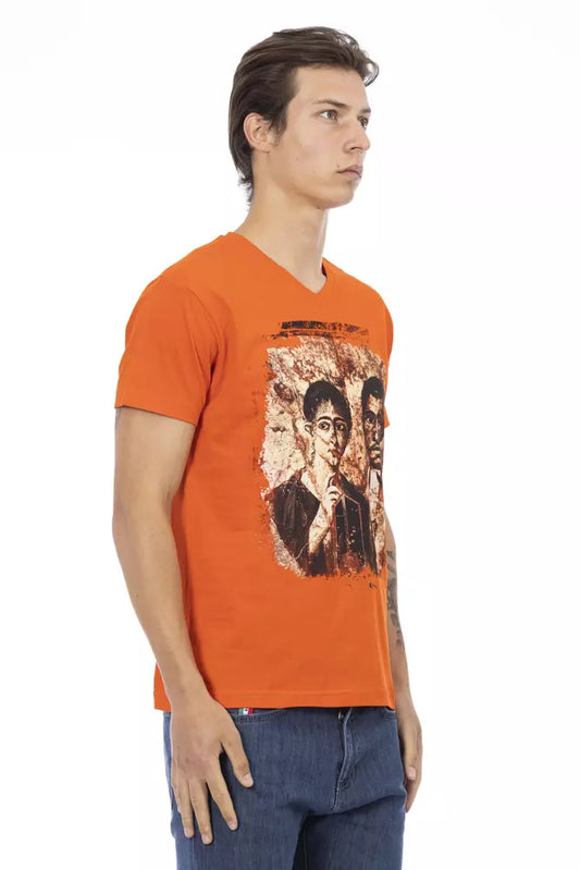 Trussardi Action Orange Cotton Men T-Shirt $130.00 Trussardi Action Luzworld