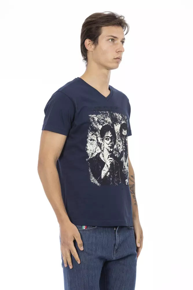 Trussardi Action Blue Cotton Men T-Shirt $130.00 Trussardi Action Luzworld