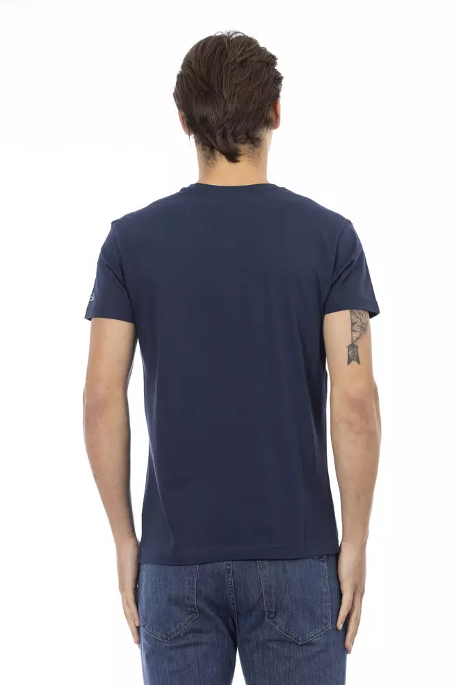 Trussardi Action Blue Cotton Men T-Shirt $130.00 Trussardi Action Luzworld