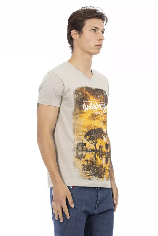 Trussardi Action Beige Cotton Men T-Shirt $130.00 Trussardi Action Luzworld