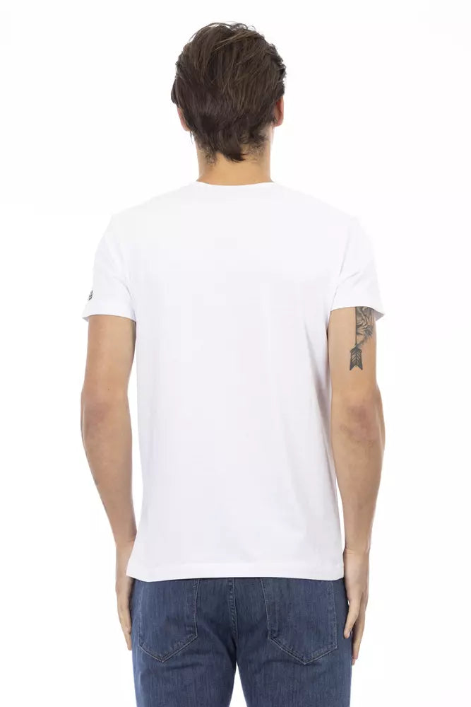 Trussardi Action White Cotton Men's V-Neck T-Shirt $131.00 Trussardi Action Luzworld