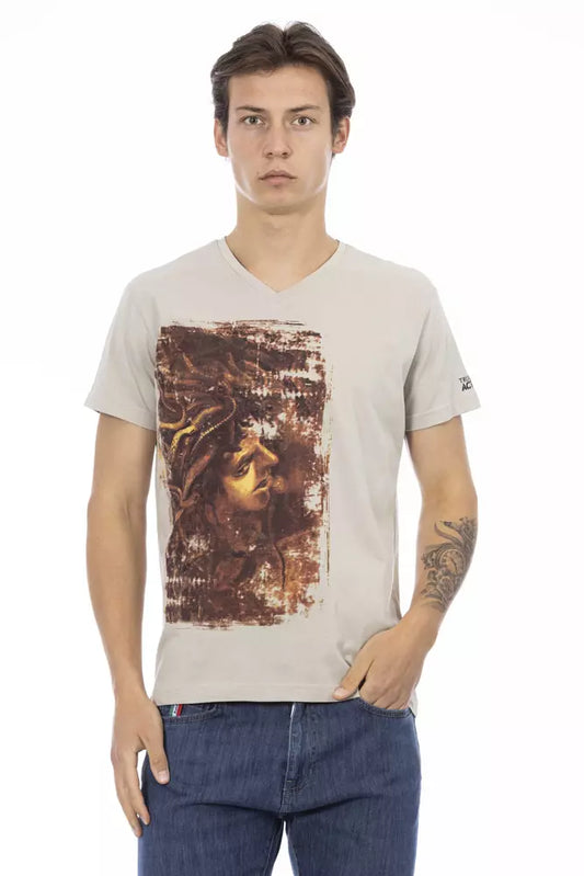 Trussardi Action Beige Cotton Men T-Shirt $130.00 Trussardi Action Luzworld