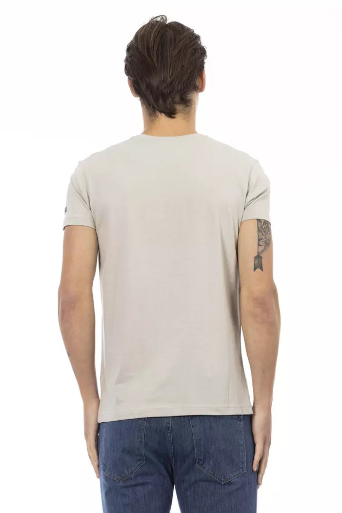 Trussardi Action Beige Cotton Men T-Shirt $130.00 Trussardi Action Luzworld
