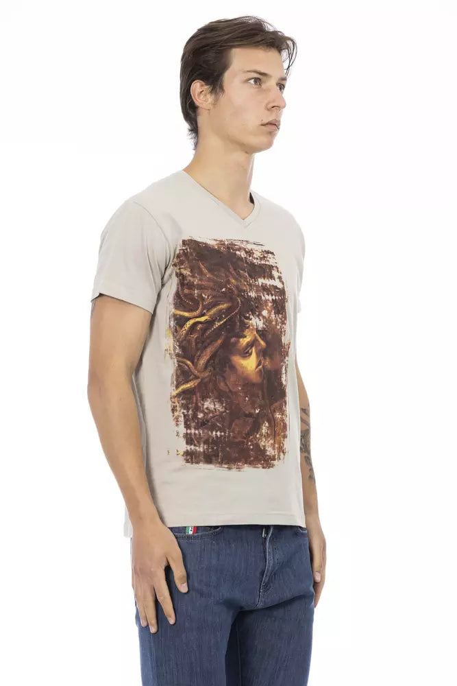 Trussardi Action Beige Cotton Men T-Shirt $130.00 Trussardi Action Luzworld