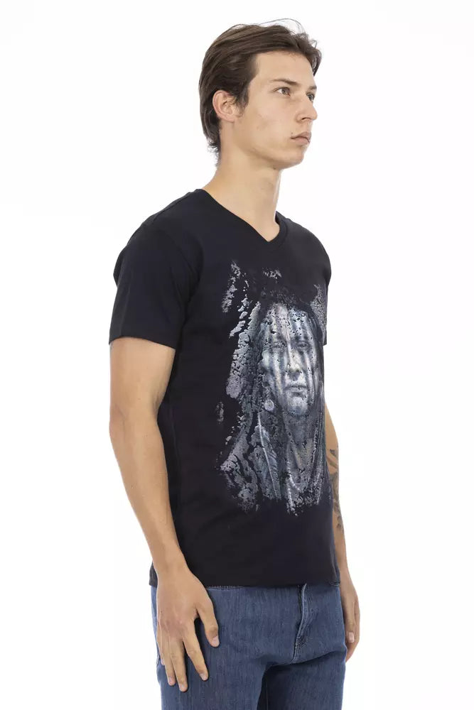 Trussardi Action Black Cotton Men T-Shirt $130.00 Trussardi Action Luzworld