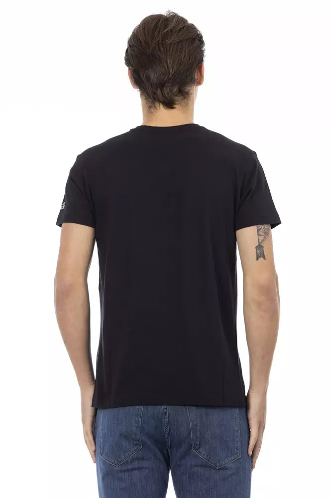 Trussardi Action Black Cotton Men V-Neck T-Shirt $130.00 Trussardi Action Luzworld