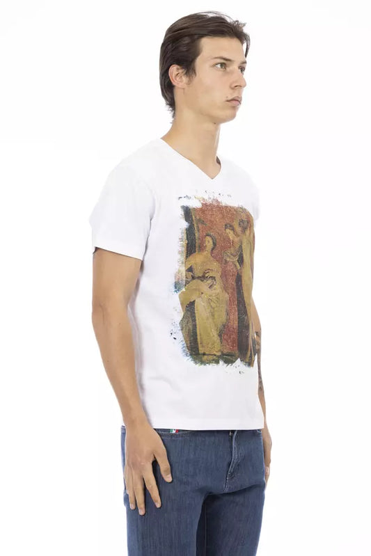Trussardi Action White Cotton Men's V-Neck T-Shirt $130.00 Trussardi Action Luzworld