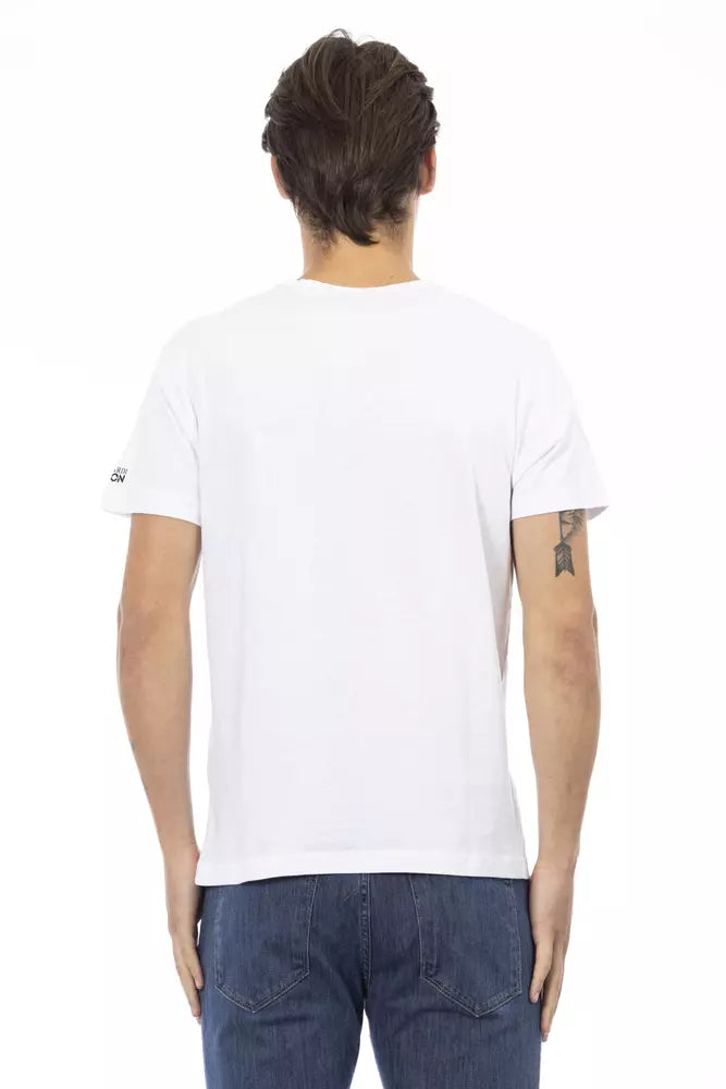 Trussardi Action White Cotton Men's V-Neck T-Shirt $130.00 Trussardi Action Luzworld