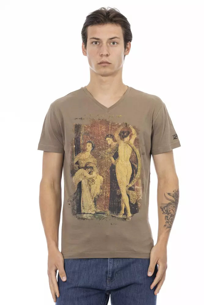 Trussardi Action Brown Cotton Men's T-Shirt $130.00 Trussardi Action Luzworld